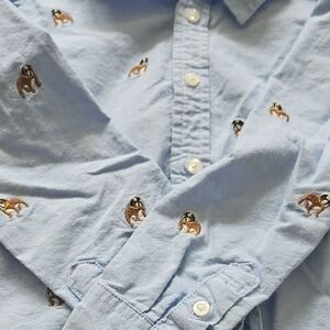 Janie and Jack Blue Button Down Shirt & BULLDOG Tshirt
